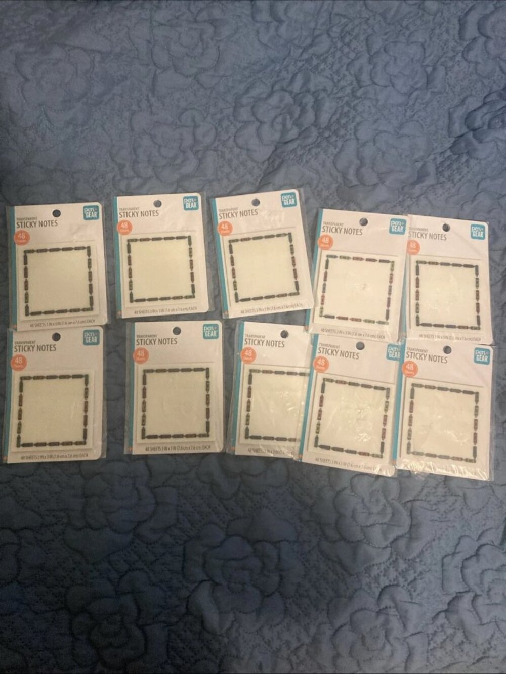 10x 48 Pack Of Pen + Gear Transparent Sticky Notes